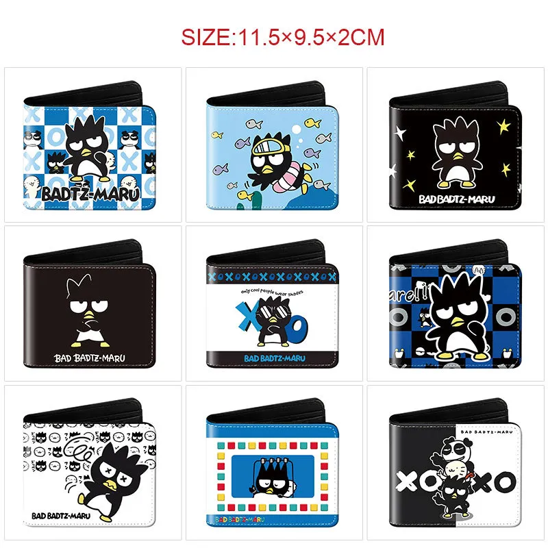 Sanrio Bad Badtz-Maru Inspired Bi-Fold Wallet – Mischievous Penguin Print Short Card Holder with Coin Pocket, Cute PU Leather Billfold for Fans & Students